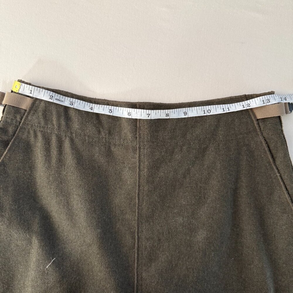 Stefanel Olive Green Knit Adjustable Strap Slit Front Midi A-Line Skirt Size 40 - Picture 13 of 16